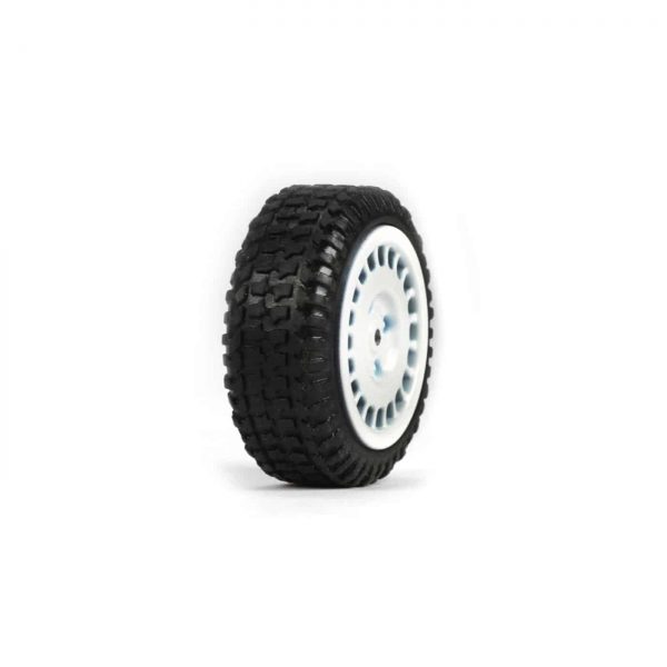 Tires, Mounted, White (4): Micro Rally